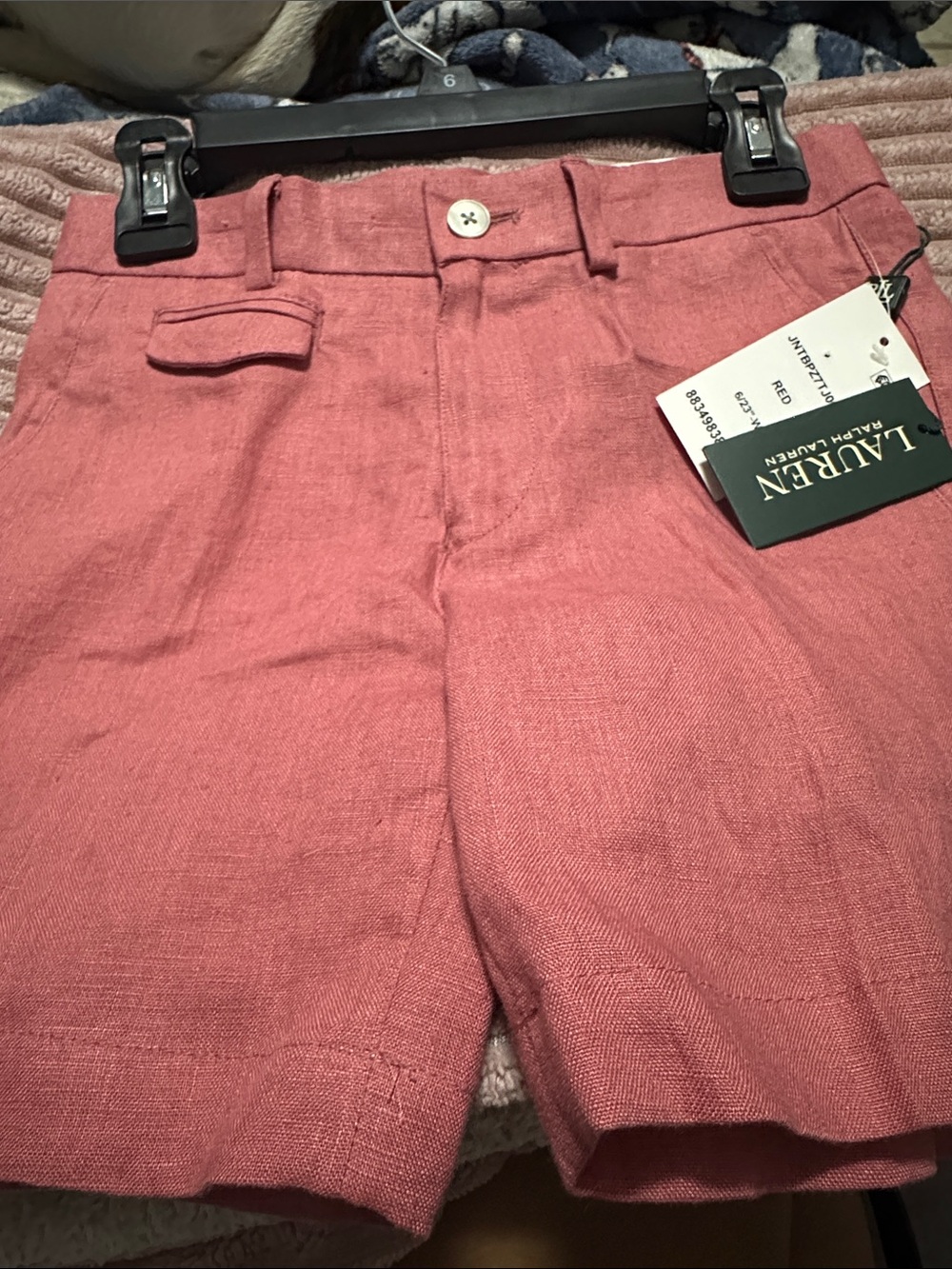 NWT Lauren Ralph Lauren Boys' Red 100% Linen Shorts
